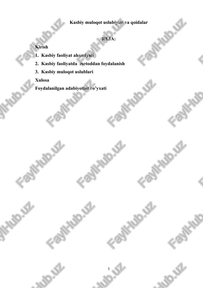 kasbiy muloqot uslubiyati va qoidalar — DOCX