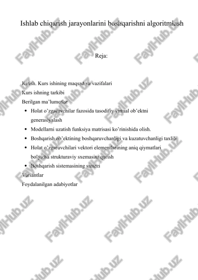 kurs ishining maqsad va vazifalari — DOCX