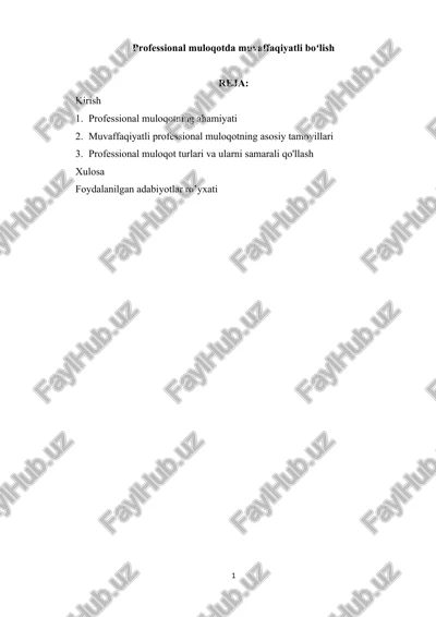 professional muloqot — DOCX