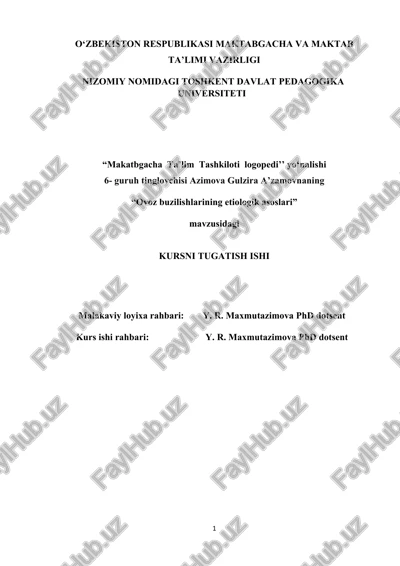 "ovoz buzilishlarining etiologik asoslari" — DOCX