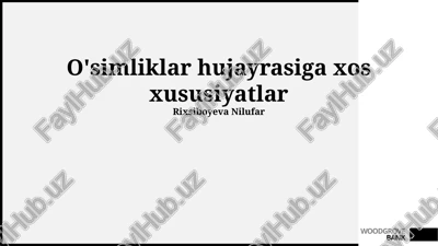 o'simliklar hujayrasiga xos xususiyatlar — PPTX