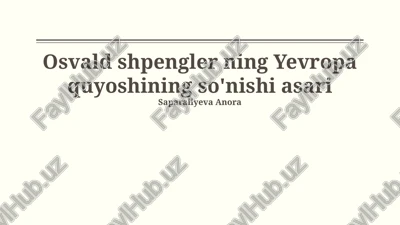 yevropa quyoshining so'nishi asari — PPTX