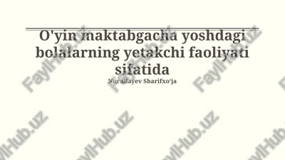 o'yin va ijtimoiylashuv — PPTX