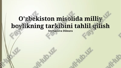 o'zbekiston misolida milliy boylikning tarkibini tahlil qilish — PPTX