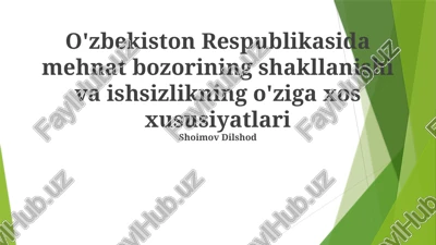 mehnat bozorini isloh qilish va ishsizlik muammosini yechish yoʻllari — PPTX