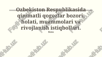 o'zbekiston respublikasida qimmatli qog'ozlar bozori — PPTX