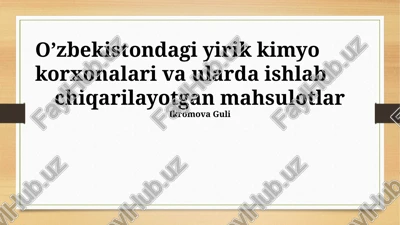 kimyo sanoatining barqaror rivojlanishi uchun strategiya — PPTX