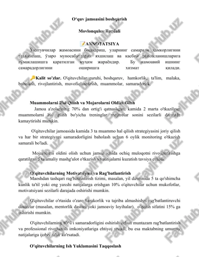 oʻquv jamoasini boshqarish — DOCX