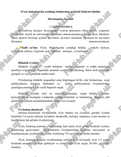 didaktik o'yinlar — DOCX