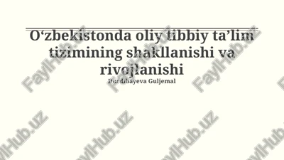 mustaqillikdan keyingi davrda oliy tibbiyot taʼlimining islohotlari — PPTX