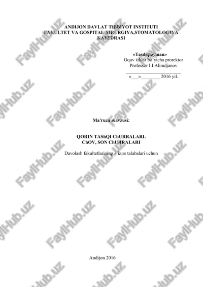 qorin tashqi churralari. chov, son churralari — DOCX
