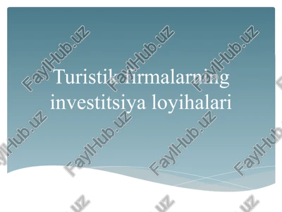 turistik firmalar investitsiya loyihalari — PPTX