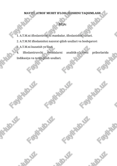 atrof muhit ifloslanishini taqsimlash — DOCX