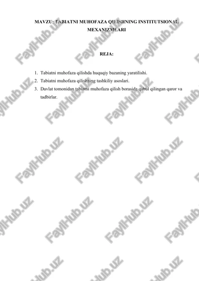 tabiatni muhofaza qilishning institutsional mexanizmlari — DOCX