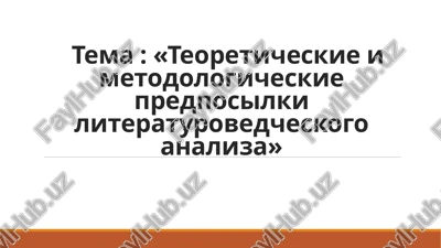 teoreticheskie i metodologicheskie predposilki literaturovedcheskogo analiza — PPTX