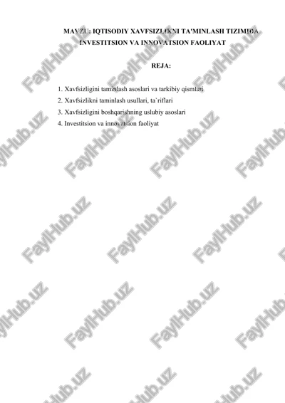 iqtisodiy xavfsizlikni ta'minlash tizimi — DOCX