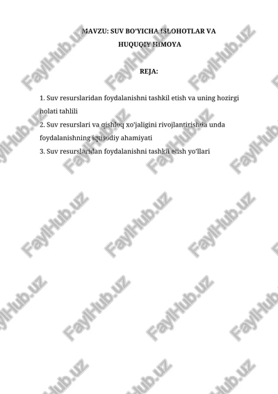 suv bo'yicha isloh va huquqiy himoya — DOCX