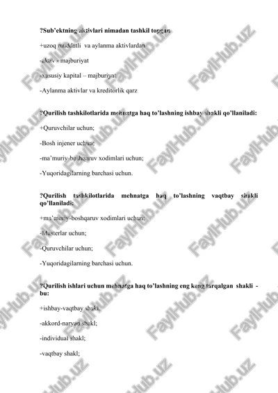sub’ektning aktivlari nimadan tashkil topgan — DOCX