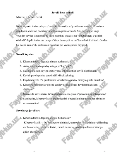 savolli keys metodi — DOCX