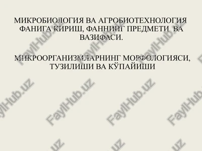 mikrobiologiya va agrobiotexnologiya — PPT