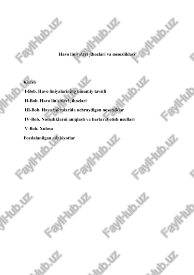 havo liniyalari jihozlari va nosozliklari — DOCX