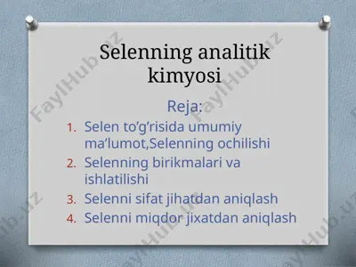 selenning analitik kimyosi — PPTX