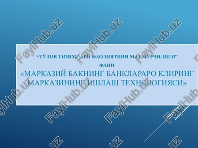 to'lov tizimlari faoliyatini ma'murchiligi — PPTX