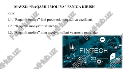 "raqamli moliya" faniga — PPTX