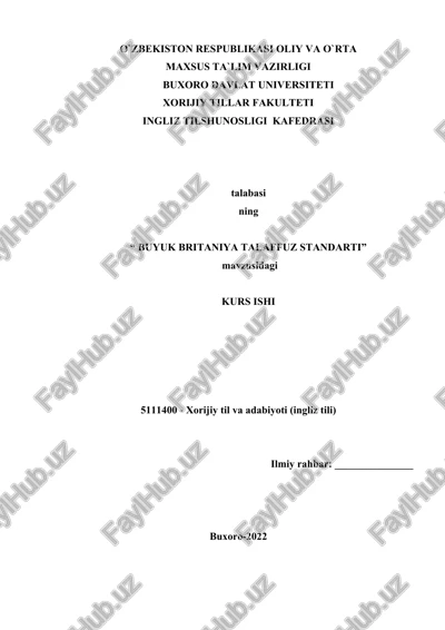 "buyuk britaniya talaffuz standarti" kurs ishi — DOCX