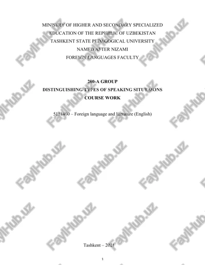 distinguishing types of speaking situations course work — DOCX