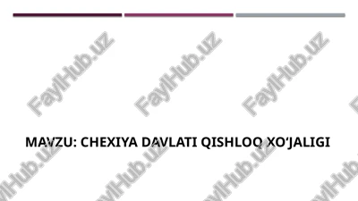 chexiya davlati qishloq xoʻjaligi — PPTX