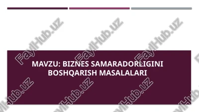 biznes samaradorligini boshqarish masalalari — PPTX