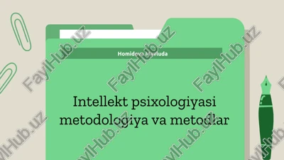 intellekt psixologiyasi metodologiya va metodlar — PPTX