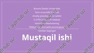 tibbiyot va salomatlik psixologiyasi — PPTX