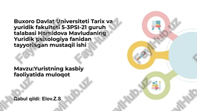 yuridik psixologiya fanidan mustaqil ish — PPTX