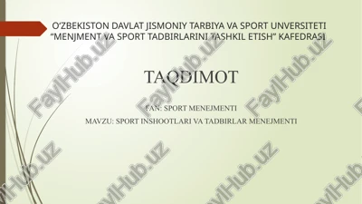 sport inshootlari va tadbirlar menejmenti — PPTX