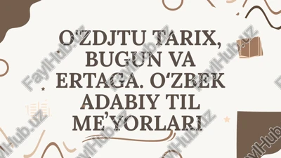 o'zdjtu tarix, bugun va ertaga. oʻzbek adabiy til meʼyorlari reja — PPTX