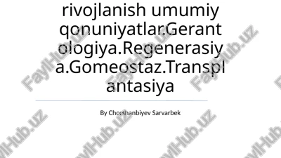 postembrional rivojlanish umumiy qonuniyatlar — PPTX