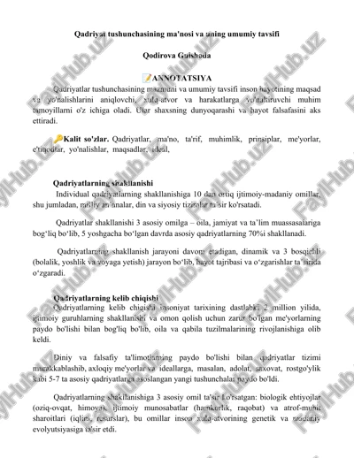 qadriyatlarning shakllanishi — DOCX