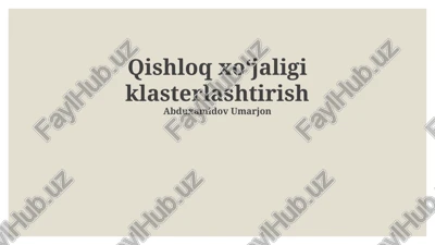 qishloq xo'jaligi klasterlashtirish — PPTX