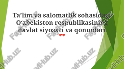 oʻzbekiston respublikasining davlat siyosati va qonunlari — PPTX