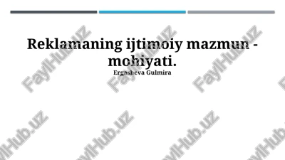 zamonaviy reklama va jamiyat — PPTX