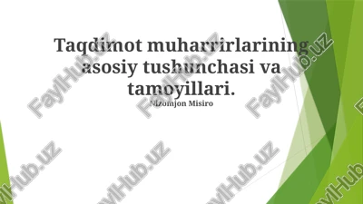 taqdimot muharrirlarining asosiy tushunchasi va tamoyillari — PPTX