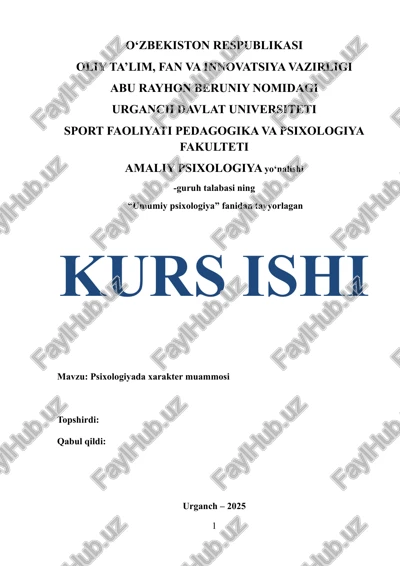psixologiyada xarakter muammosi — DOCX