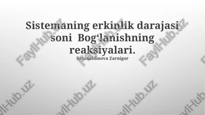 tizimning erkinlik darajalarini aniqlash usullari — PPTX