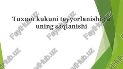 tuxum kukuni tayyorlanishi va uning saqlanishi — PPTX