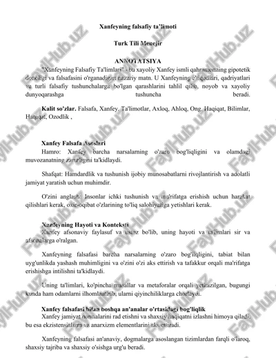 xanfeyning falsafiy ta’limoti — DOCX