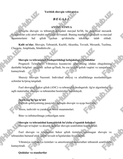 yoritish shovqin vebiratsiya — DOCX