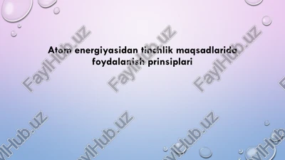 atom energiyasidan tinchlik maqsadlarida foydalanish prinsiplari — PDF