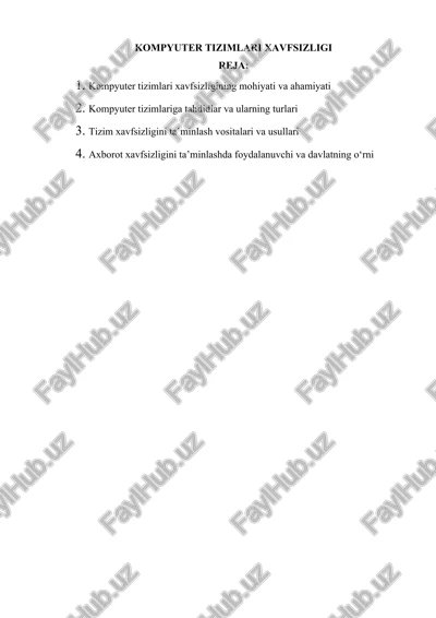 kompyuter tizimlari xavfsizligi — DOCX